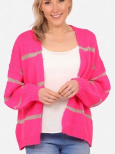 Metallic Stripe Cardigan - Pink